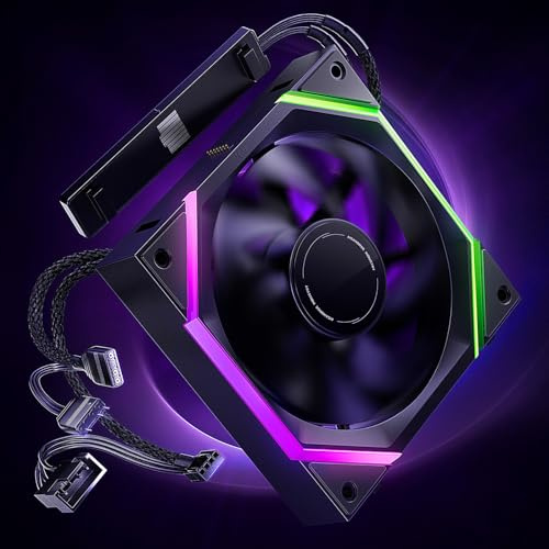 AsiaHorse Nyota Pro - Ventilador para PC (120 mm, cadena de margarita, ARGB PWM 2000RPM, silencioso, carcasa de alto flujo de aire, aspas estándar (extracción), color negro