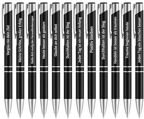 kander Kugelschreiber Hochwertig Set 12 Stück, Metall Druckkugelschreiber Schwarze, Personalisierte Kugelschreiber Schwarze Tinte, Kulis Set für Büro, Schule & Home Office