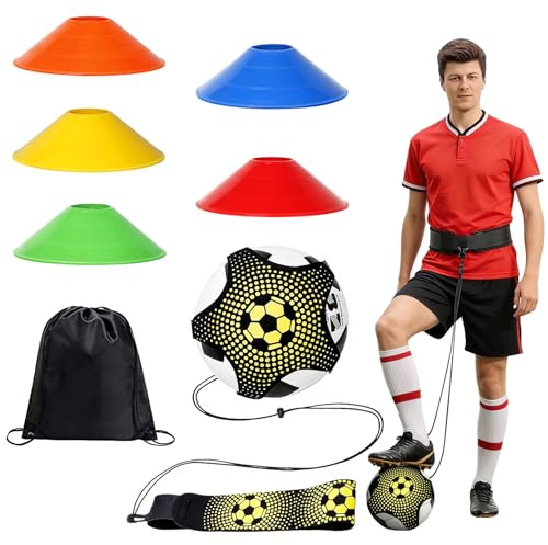 PIANKEKE Set de Equipo de Entrenamiento de Fútbol, Conos Entrenamiento Futbol, 1 Cinturon Entrenamientos Futbol, 12 Conos de Disco y 1 Bolsa de Almacenamiento, para balones de tamaño 3/4/5