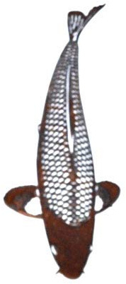 RAINBEAM Koi Edelrost Asagi 70cm Deko-Koi, Metall, Wandmontage, rotbraun, Kultur, Tiere, Traditionell, Antike