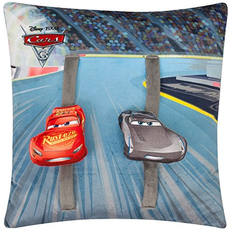 Joy Toy - Cars Plüschkissen Racetrack mit 2 beweglichen Plüschautos 40x40 cm, bunt