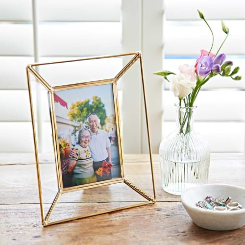 Bilderrahmen aus recyceltem Glas und Metall, 15,2 x 10,2 cm, moderner Bilderrahmen, nachhaltige Rahmen, Fair Trade und handgefertigte Geschenke für Männer und Frauen