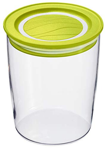 Rotho Cristallo runde Vorratsdose 0,7l mit Deckel und Dichtung, Kunststoff (SAN) BPA-frei, transparent/grün, 0,7l (11,0 x 11,0 x 11,8 cm)