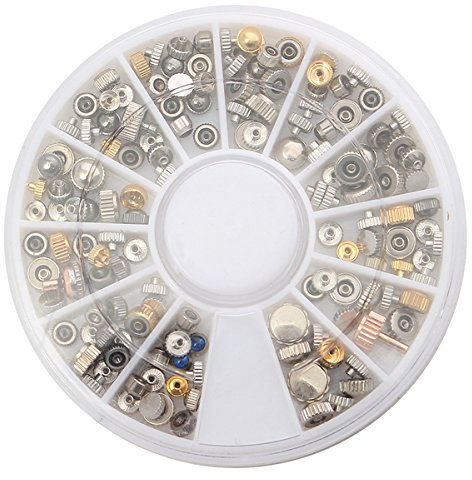 Alamor 100Pcs Watch Ersatz Kronen Assorted Tube Dichtung Werkzeug Für Uhrmacher Mit Kiste