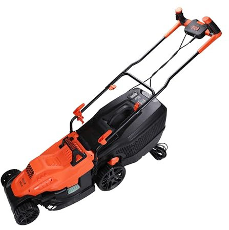BLACK + DECKER BEMW471BH-GB Lawn Mower with Bike Handle, 1600 W, 240 V, Black, 38 cm