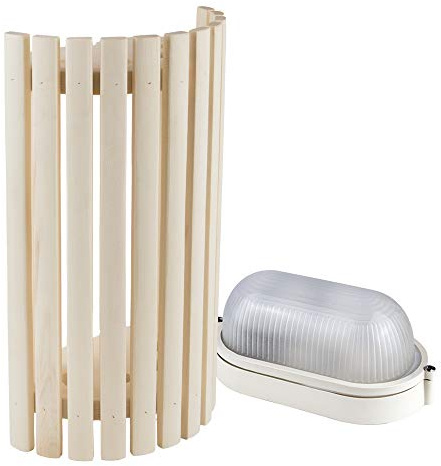 Saunainter Sauna Beleuchtung Set Lampenschirm Sawo 914-VA aus Espe mit E27 IP54 Saunalampe und 5m Silikonkabel SiHF