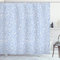 ABAKUHAUS Blau Weiss Duschvorhang, Landhausstil, Stoffliches Gewebe Badezimmerdekorationsset mit Haken, 175 x 180 cm, Baby Blue Weiß