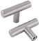 LONTAN 10 Pack Brushed Nickel T Bar Cabinet Knobs - Silver, Stainless Steel Singel Hole Cupboard Door Knobs for Kitchen and Bathroom Cabinets