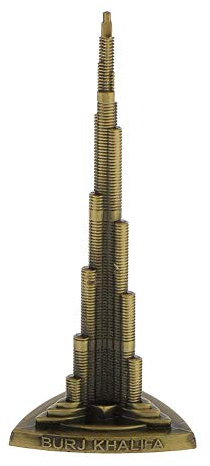 SUPERPOWER® 7 Zoll Hoch Burj Khalifa Architektur Modell Bronze Metall Skulpturen Statuen Berühmte Gebäude Dubai Touristische Andenken für Personalisierte Geschenke Schlafzimmer Tischplatte Wohnkultur