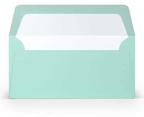 PAPERADO 250 Briefumschläge DIN lang/DL - Karibik gerippt Mint - 100 g/m² Kuvert ohne Fenster 22 x 11 cm - Umschläge mit Nassklebung gerader Klappe