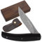YOUSUNLONG Coltello pieghevole - Totale 186mm - Coltello tascabile per la sopravvivenza, l'escursionismo, la pesca, il campeggio - Acciaio Damasco - Manico in ebano naturale con fodero in pelle