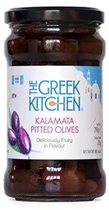 The Greek Kitchen Aceitunas deshuesadas Kalamata – recogidas a mano y curadas naturalmente, 290g