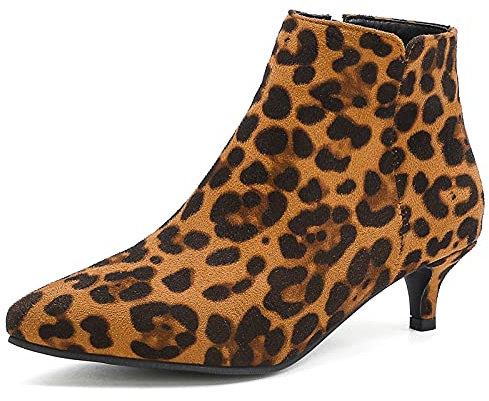 StyliShoes Kitten Heel Stivali alla caviglia con cerniera da donna, giallo., 34 EU