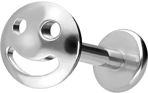 PIERCINGLINE Titan Labret mit Innengewinde | LACHENDES GESICHT | Piercing Ohr Helix Tragus Lippe | Farb & Größenauswahl