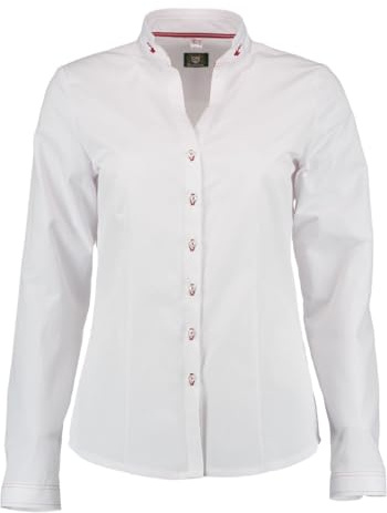 OS Trachten Damen Bluse Langarm Trachtenbluse mit Stehkragen Ogozi