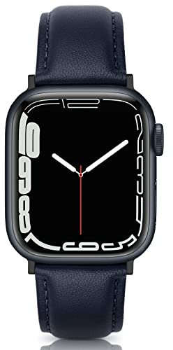 Tuocal Genuine Leather Strap Compatible with Apple Watch Straps 38mm 40mm 41mm, Soft Elegant Leather Replacement Strap for Apple Watch iWatch Series 8 7 6 5 4 3 2 1 SE Sports Edition Women, Midnight