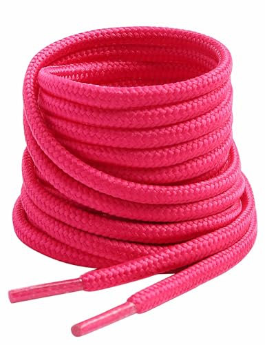 VSUDO 130 cm Lacets Rose Rouge Ronds de Bottes, ø4mm Lacets Boots Ronds pour Chaussures de Travail, Lacets Résistants Chaussure de Marche, Lacets Chaussures de Randonnée (2Paire-Rose Rouge-130CM)