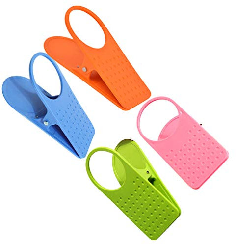 DOITOOL Drink Cup Holder Clip : 4pcs Portable Table Desk Side Cup Clip, Tabletop Gadget Water Bottle Teacup Clamp for Home Office (Random Color)