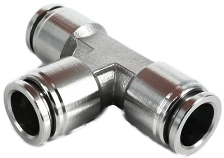 Raccord pneumatique en T en acier inoxydable V2A 6 mm - Raccord rapide à 3 voies