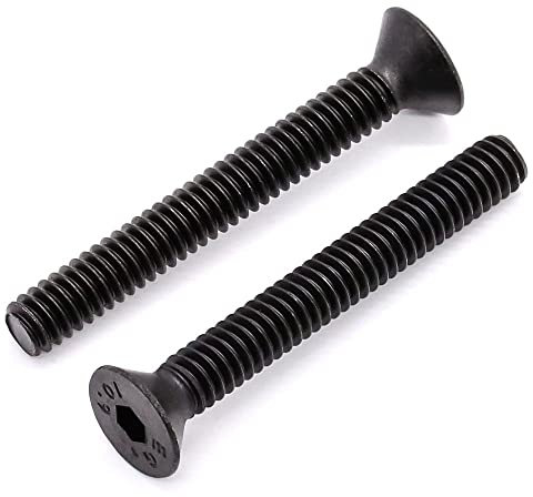 Lot de 10 vis à tête plate de 3/8 à 16 x 2,5 cm, finition oxyde noir, alliage d'acier de qualité 10,9, vis à tête fraisée, filetage complet UNC, clé hexagonale Allen