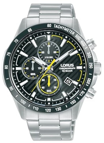 Lorus Herren Analog Quarz Uhr mit Leder und Metall Armband,Braun