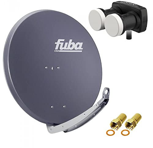 Digital Sat Anlage 2 Satelliten Astra/Hotbird - 1 Teilnehmer | Fuba DAA850A Sat Schüssel 85cm anthrazit + DUR-line MB6-US Monoblock Single LNB 6° (DVB-S2, HDTV, 4K/8K, 3D) + 2xF-Stecker vergoldet