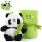 MorisMos Peluche Panda avec Bambou, 25cm Ours en Peluche Panda Jouet, Animaux en Peluche Panda Mignonne, Panda Peluche Cadeau pour Garçons et Filles pour Anniversaire, Noël, Nouvel an Deco