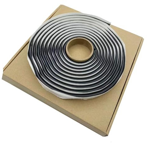 CLKE 1 Pcs Ruban Butyle,Joint Mastic d'Etanchéité en Cordon Préformé,Ruban Etanche Adhesif Butyle avec Boîte,pour Pare-Brise,Feux de Voiture et Cadre de Porte,Noir Rond,Env.9mm x 4m