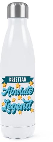 Personalised Absolute Legend Double Wall Water Bottle Insulated Stainless Steel Sports Drinks 500ml White