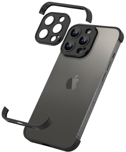 aidvaia Metal Frameless Phone Case Compatible with iPhone 12 Pro Max Phone Models Minimalist Bumper Shell (Black Metal)