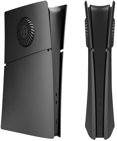 Hzxkqmil Cubierta de Placas de Repuesto para PS5 Slim Consola Edición Digital, Placas Laterales con Rejillas de Ventilación Carcasa Personalizada Funda ABS Anti-Rayaduras Accesorios, Negro