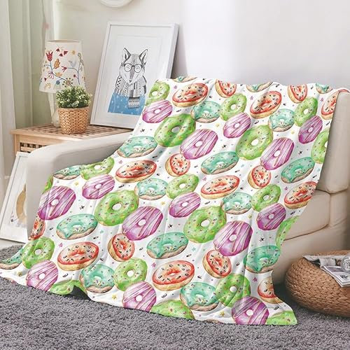EHOMERY Warme Kuscheldecke Musselin Decke Kuscheldecke Lustig Warme Decke Bett Krapfen Klimaanlagen-Decke Dekorative Weiche Kuscheldecken Grün 100x70cm