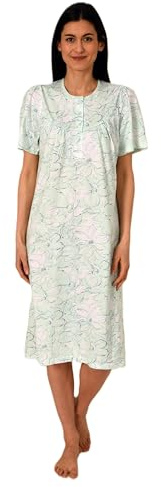 Normann Damen Kurzarm Nachthemd im klassischen fraulichen Design,Knopfleiste am Hals