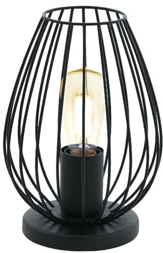 Britalia Matt Black Metal Wire Cage Base Vintage Retro Table Desk Lamp | 23cm Height | 1 x ES E27 Lamp Bulb Required | UK Approved | Inline On Off Switch | Modern Influence | Bird Cage