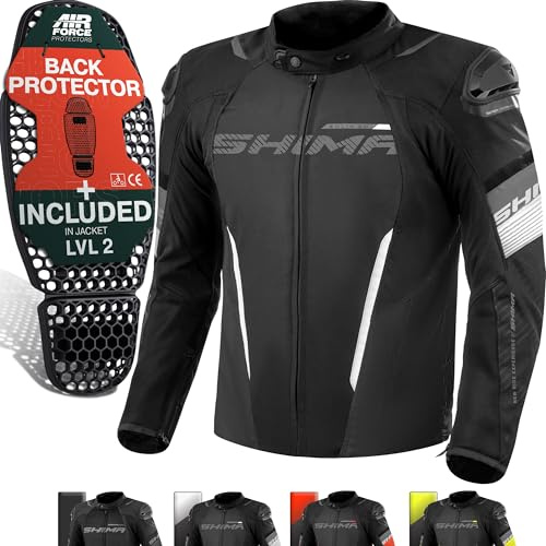 SHIMA SOLID Motorrad Jacke Herren mit Protektoren AIRFORCE Rückenprotektor Motorradjacke Sommer Schutzjacken Textiljacke Wasserdicht Powersports Protective Gear (Männer, Weiß, Regular, S)