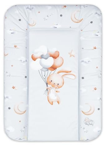 Wickelauflage Wickelunterlage abwaschbar und wasserdicht 70x50 cm - Wickelmatte zum Auflegen auf Wickeltisch Wickelaufsatz Wickelkommode oder Waschmaschine changing mat 70 x 50 Kaninchen