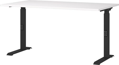 Germania Schreibtisch 7904-614, in Weiß/Schwarz, me. höheneinst., 140 x 91 x 80 cm (BxHxT)