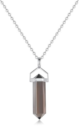 COAI Damen Kristall Halskette mit Rauchquarz Edelstein-Anhänger und 925 Sterling Silber Kette