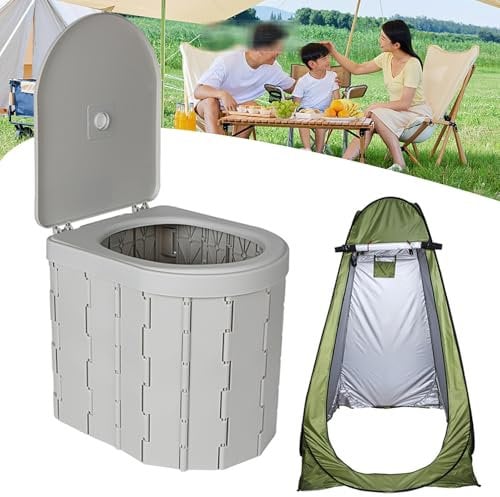 WDFYD Portable Camping Toilette für Erwachsene Portable Klapp Toilette mit Deckel,Reise Portable Töpfchen für Erwachsene, Auto Toilette(White)