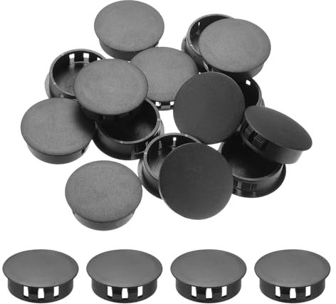 QUARKZMAN 32Pcs 30mm Noir Bouchon de Trou en Plastique, Bouchons de Trou de Panneau de Type Encastré Embouts d'Insertion pour Tubes de Trou de Verrouillage Armoire de Meubles