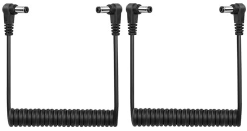 GINTOOYUN DC 5.5MM x 2.1MM 90 Grad Mann zum Stecker Kabel DC5521 rechtwinklig gewickeltes Netzteil Verlängerungskabel für CCTV Überwachungs-Überwachungs-Überwachungskamera LED-Streifen etc. (2-Pack)