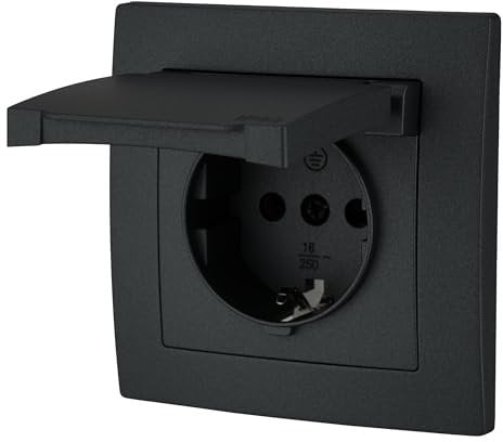 Unterputz Steckdose IP44, Steckklemme, All-in-One, Serie ET-1 schwarz