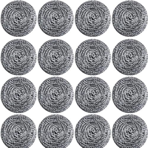 16 PCS Stainless Steel Sponges Scrubbers Cleaning Ball,Scourers, Wire Wool For Cleaning, Steel Wool, Wire Wool, Steel Wool Scrubber, Powerful And Effective Cleaning And Scrubbing Pad, Durable And Reus