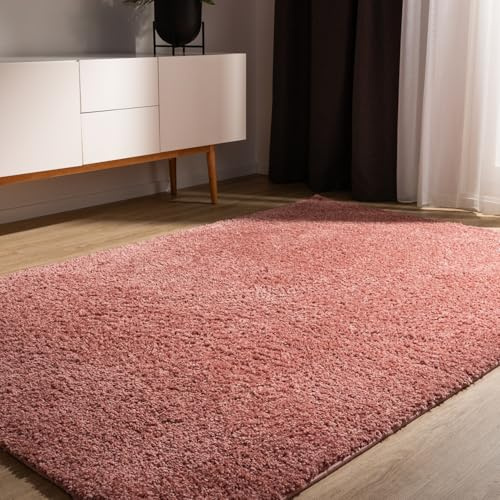 benuta Basic Hochflorteppich Teppich Wohnzimmer Sohari - Rosa 160x230 cm - Minimalistischer Look - Weich & Waschbar - Für Schlafzimmer, Flur oder Esszimmer - Geeignet für Fußbodenheizung