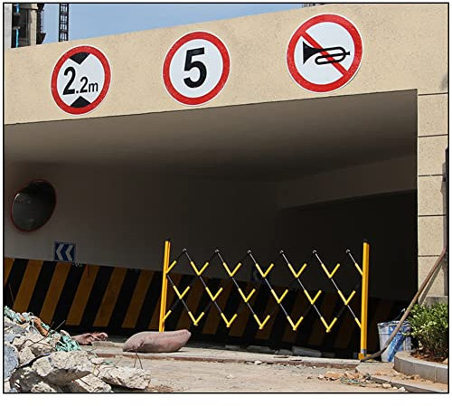 Kommerzielle ausziehbare Metallabsperrung, einziehbarer Verkehrszaun, mobiles Sicherheitsbarrieretor, freistehendes Zauntor, leicht zu bewegen, für Auffahrt, Schule, Krankenhaus, 1,2 x 4 m.Yellow Blac
