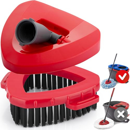 Scrubber and Mop Base for O Ceda RinseClean 2 Tank System, Spin Mop Scrub Brush Head Replacement, Hard Bristle Bathroom Cleaning Brush, 1 Mop Base and 1 Scrub Brush, Not Fit EasyWring 1 Tank