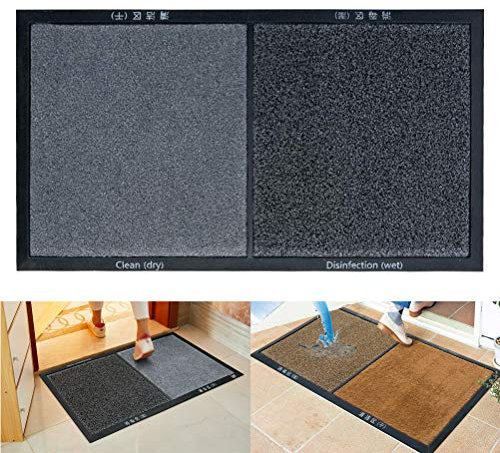 Tapete desinfectante, tapete para puerta de entrada, súper absorbente, tapete de separación en seco y húmedo, para el hogar, hotel, restaurante (gris)