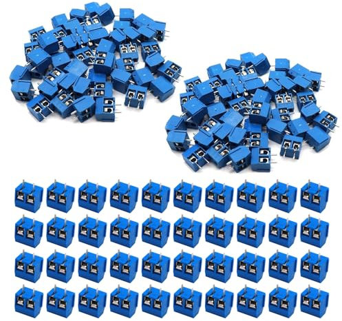 HUAZIZ 160 Stücke blau 2 Pin PCB Mount Screw, 5mm Terminal Block, Schraubklemme Steckverbinder +1 Stücke gelber Schraubendreher, für Arduino
