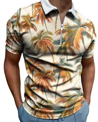 Poloshirt Herren mit Zipper Kurzarm Basic Polo Hemd Schnelltrocknend Golf T-Shirts Sport Atmungsaktiv Outdoor mit Reißverschluss Shirt Kurzarm Herren Herrenbekleidung