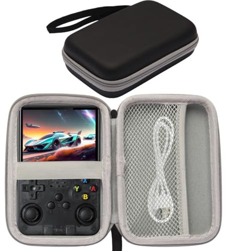 Étui de Transport Rigide Compatible avec Console de Jeu Portable R36S/R36 PRO/R40S Pro, Support de Rangement EVA pour Accessoires de Console de Jeu Portable 3,5 Pouces
